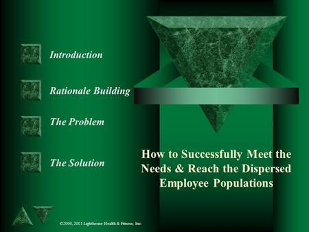 How to Successfully Meet the Needs & Reach the Dispersed Employee Populations Introduction Rationale Building The Problem The Solution ©2000, 2001 Lighthouse.