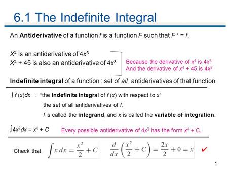 6.1 The Indefinite Integral