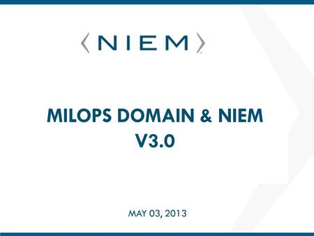 MILOPS DOMAIN & NIEM V3.0 MAY 03, 2013. DOD CIO MEMO Where is NIEM adoption by DoD codified? 2.