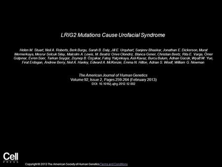 LRIG2 Mutations Cause Urofacial Syndrome