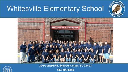 Whitesville Elementary School 324 Gaillard Rd., Moncks Corner, SC 29461 843-899-8880 Katie Taie.