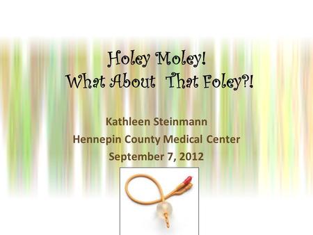 Holey Moley! What About That Foley?! Kathleen Steinmann Hennepin County Medical Center September 7, 2012.