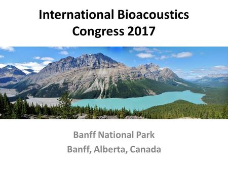 International Bioacoustics Congress 2017 Banff National Park Banff, Alberta, Canada.