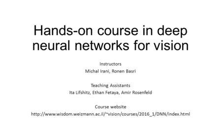 Hands-on course in deep neural networks for vision