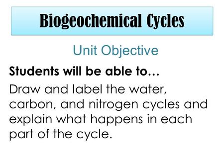 Biogeochemical Cycles