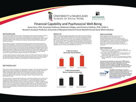 Financial Capability and Psychosocial Well-Being James Kunz, PhD, Associate Professor, McDaniel College, and Christine Callahan, PhD, LCSW-C, Research.