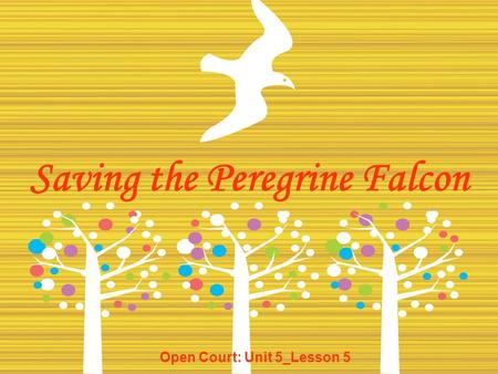 Saving the Peregrine Falcon Open Court: Unit 5_Lesson 5.