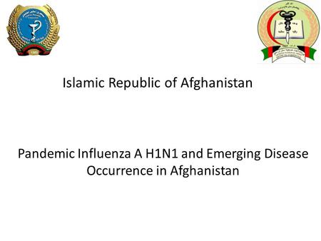 Pandemic Influenza A H1N1 and Emerging Disease Occurrence in Afghanistan Islamic Republic of Afghanistan.