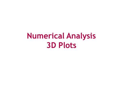 Numerical Analysis 3D Plots. A numerical method is a technique for computing a numerical approximation of the solution to a mathematical problem.