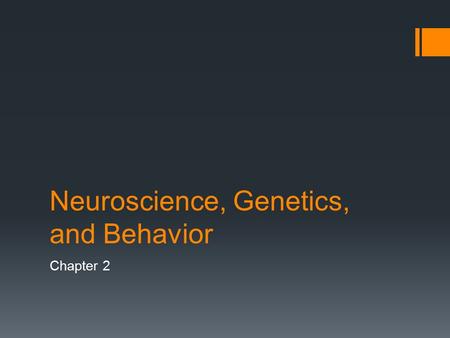 Neuroscience, Genetics, and Behavior Chapter 2. Neural Communication  Biological Psychology  branch of psychology concerned with the links between biology.