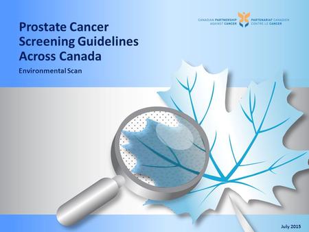 Prostate Cancer Screening Guidelines Across Canada Environmental Scan July 2015.