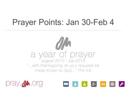 Prayer Points: Jan 30-Feb 4. Thank you Lord that You do the lifting up as we humble ourselves. We give You all praise for the things You have done in.