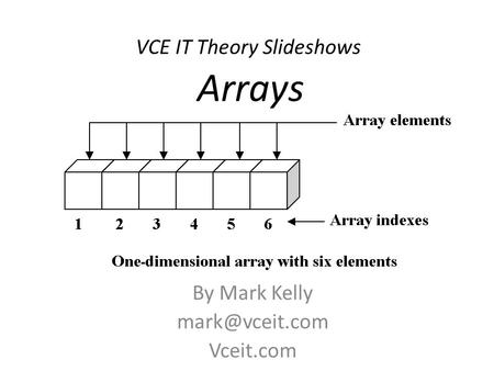 VCE IT Theory Slideshows By Mark Kelly Vceit.com Arrays.