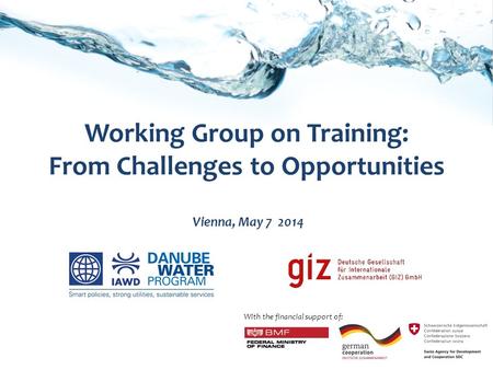 Working Group on Training: From Challenges to Opportunities Vienna, May 7 2014 With the financial support of: