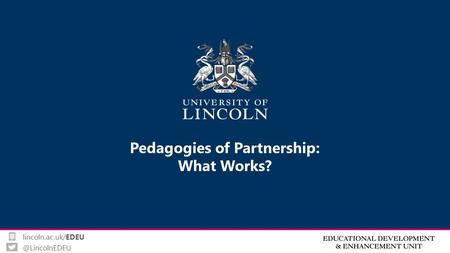 Pedagogies of Partnership: What Works?