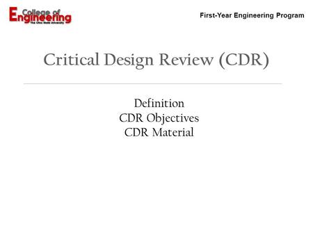 Critical Design Review (CDR)