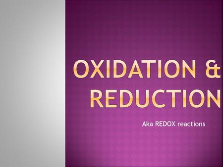 Aka REDOX reactions.  The study of chemical reactions involving the transfer of electrons between reactants.