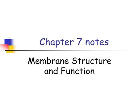 Membrane Structure and Function