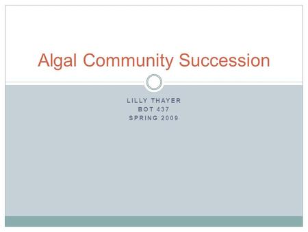 LILLY THAYER BOT 437 SPRING 2009 Algal Community Succession.