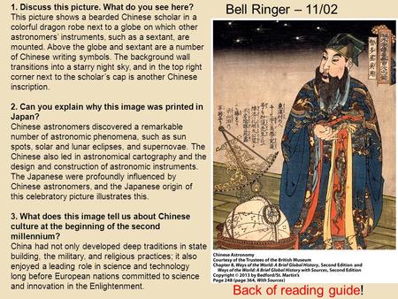 Bell Ringer – 11/02 Back of reading guide!