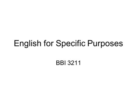 English for Specific Purposes