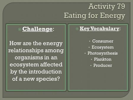 Activity 79 Eating for Energy