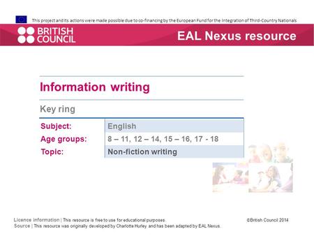 This project and its actions were made possible due to co-financing by the European Fund for the Integration of Third-Country Nationals Information writing.