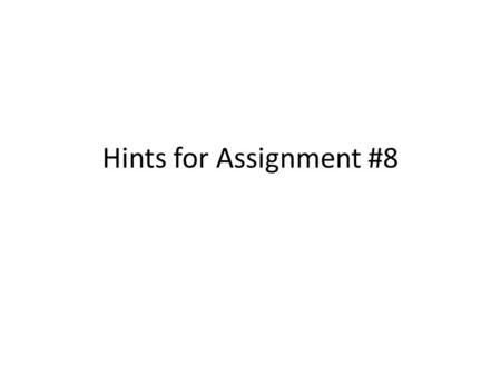 Hints for Assignment #8. Initial Screen Hints for the initial page You need a DOCTYPE with the proper namespaces defined You need to import the facebook.