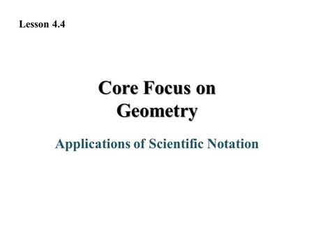 Applications of Scientific Notation