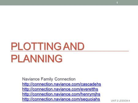 PLOTTING AND PLANNING Naviance Family Connection