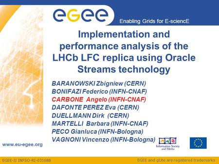 EGEE-II INFSO-RI-031688 Enabling Grids for E-sciencE www.eu-egee.org EGEE and gLite are registered trademarks Implementation and performance analysis of.