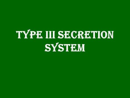 Type III Secretion System