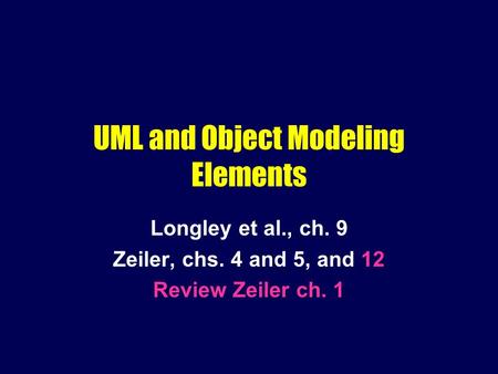 UML and Object Modeling Elements