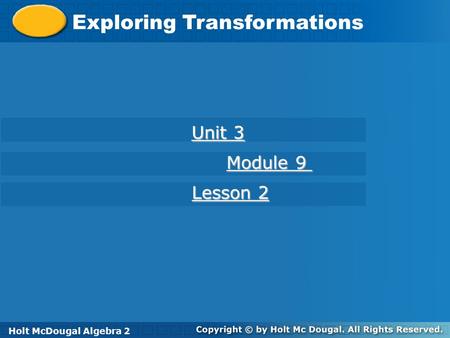 Exploring Transformations