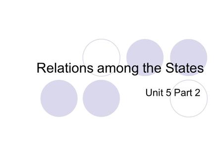 Relations among the States Unit 5 Part 2. Did you know? The last two states to join the Union were admitted in the same year – 1959. Hawaii and Alaska.