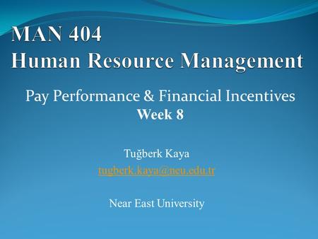 Tuğberk Kaya Near East University Pay Performance & Financial Incentives Week 8.