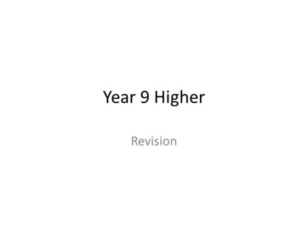 Year 9 Higher Revision. Topic MWMM Expand and simplify expressions 103A10/A12.