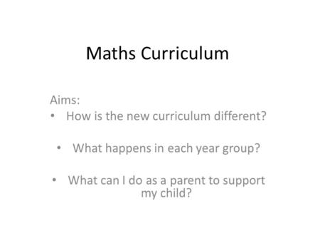 Maths Curriculum Aims: How is the new curriculum different?