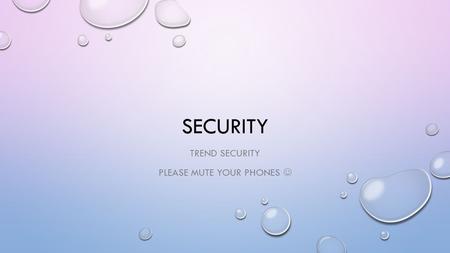 SECURITY TREND SECURITY PLEASE MUTE YOUR PHONES. Presenter: Steve Bloesing, CPA EXPERIENCE 16 Years with Infor (formerly NxTrend.