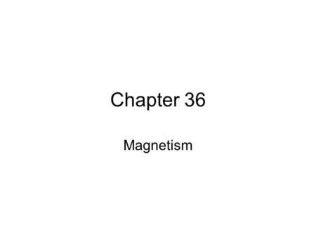 Chapter 36 Magnetism. The Big Idea A changing electric field makes a magnetic field. This means that a moving charge makes a magnetic field. James Maxwell.