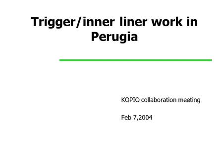 Trigger/inner liner work in Perugia KOPIO collaboration meeting Feb 7,2004.