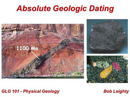 1100 Ma Absolute Geologic Dating GLG 101 - Physical Geology Bob Leighty.