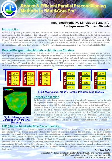 October 2008 Integrated Predictive Simulation System for Earthquake and Tsunami Disaster CREST/Japan Science and Technology Agency (JST)