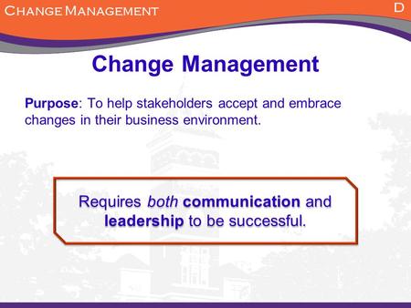 Requires both communication and leadership to be successful.