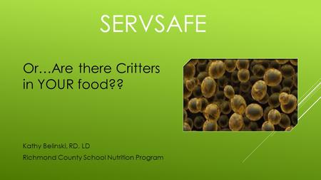 SERVSAFE Or…Are there Critters in YOUR food?? Kathy Belinski, RD, LD