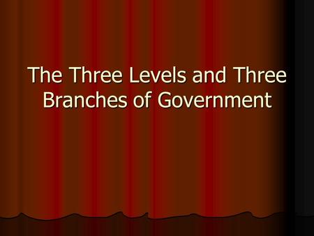 The Three Levels and Three Branches of Government.