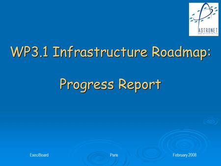 Exec/Board Paris February 2008 WP3.1 Infrastructure Roadmap: Progress Report.