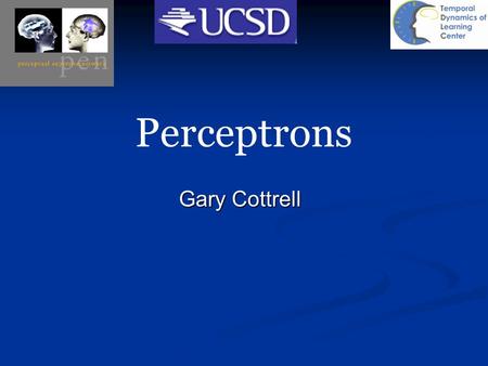 Perceptrons Gary Cottrell. Cognitive Science Summer School 2 Perceptrons: A bit of history Frank Rosenblatt studied a simple version of a neural net called.