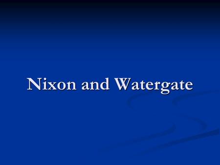 Nixon and Watergate. THE NIXON YEARS Domestic Agenda (1968-1974) Aimed to trim back social welfare programs—believed more responsibility for social programs.