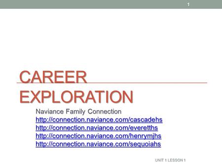 CAREER EXPLORATION Naviance Family Connection